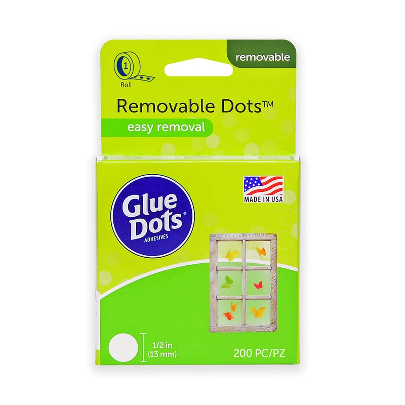 Glue Dots نقاط الغراء، نقاط قابلة للإزالة، مزدوجة الجوانب، 1/2 بوصة، 0.5 بوصة، 200 نقطة، شريط غراء للحرف اليدوية، نقاط غراء لاصقة، بديل الغراء السائل الساخن، شفاف - Image 1